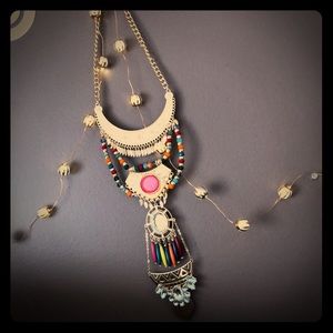Gold tone & multicolored Statement necklace